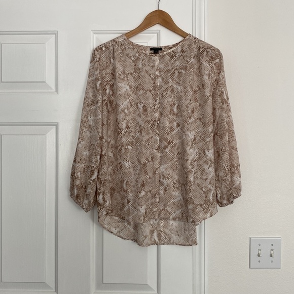 Ann Taylor snake skin print button down blouse. - Picture 1 of 12